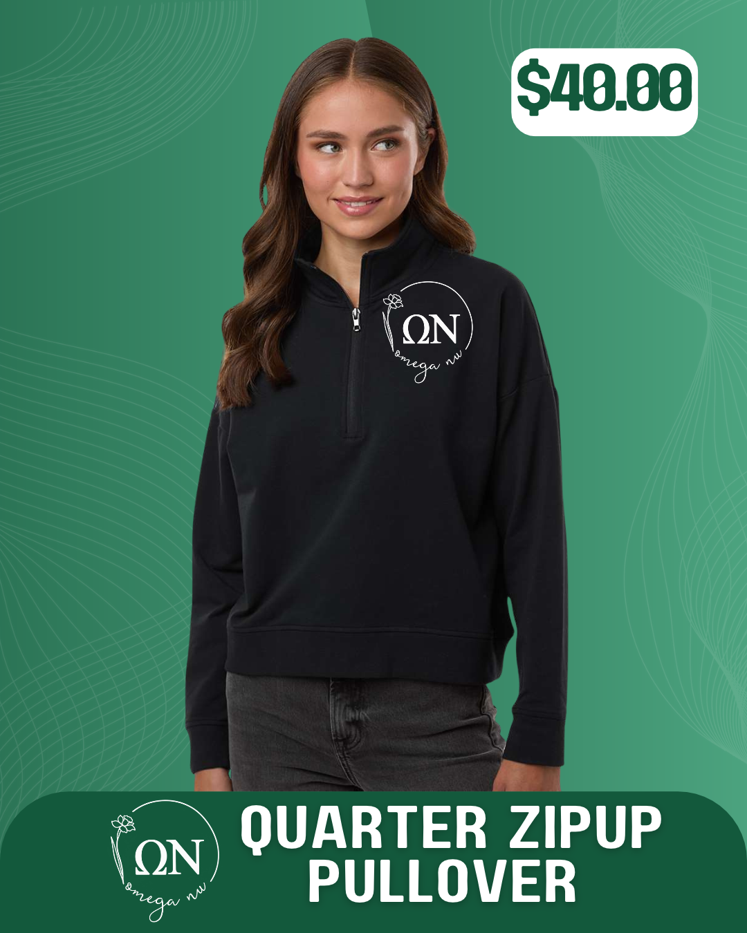 Women's Quarter Zip Pullover Black