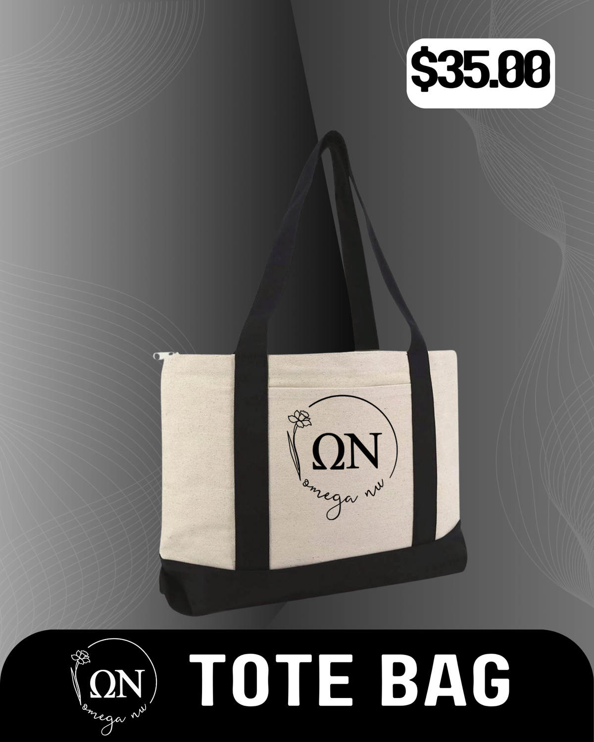 Khaki & Black Tote Bag